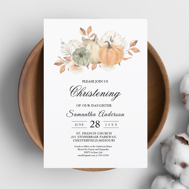 Autumn Watercolor Pumpkins & Flowers Invitation (Creator Uploaded)