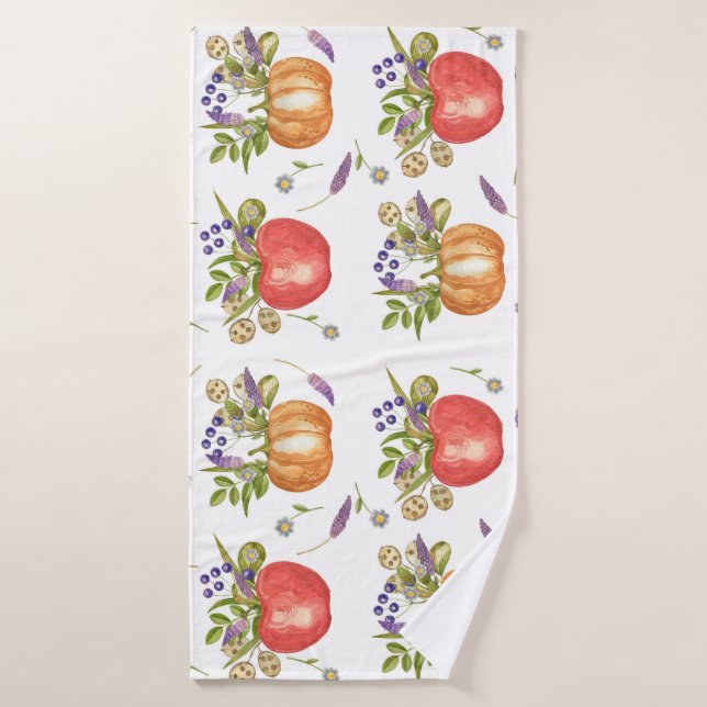 Autumn Watercolor, Seamless Composition. Bath Towel (Bath Towel)