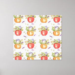 Autumn Watercolor, Seamless Composition. Canvas Print