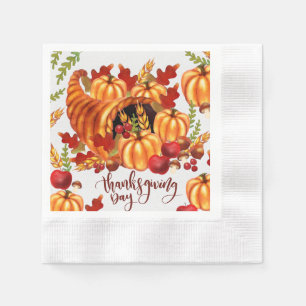 Autumn Watercolor Thanksgiving Day Napkin