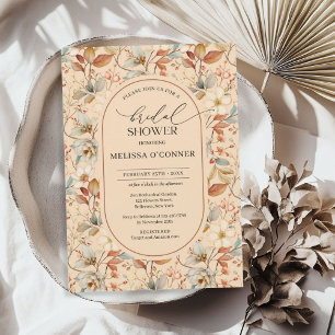 Autumn watercolor wildflowers boho arch invitation
