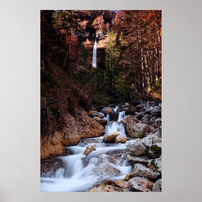 Autumn waterfall Peričnik, Slovenia Poster (Front)