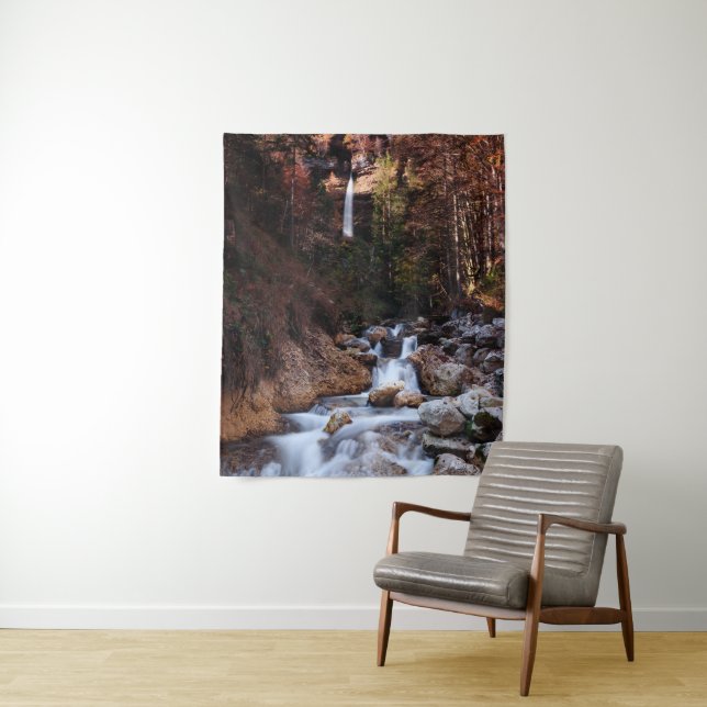 Autumn waterfall Peričnik, Slovenia Tapestry (In Situ)