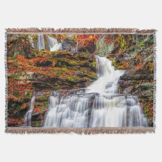 Autumn Waterfall Throw Blanket (Front)