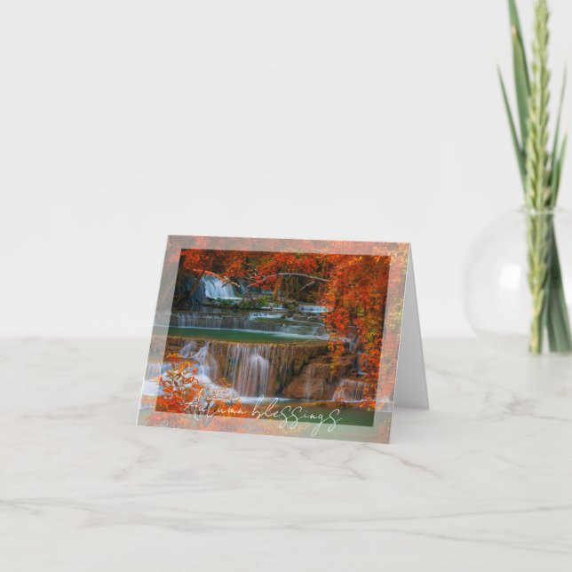 Autumn waterfall with custom text card (Front)