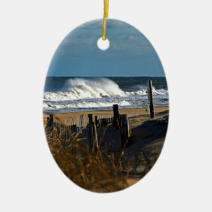 Autumn Waves and Dunes at the Beach Ceramic Tree Decoration