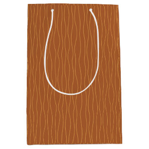 Autumn Wavy Lines Gift Bag Brown & Orange