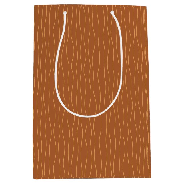 Autumn Wavy Lines Gift Bag | Brown & Orange (Front)