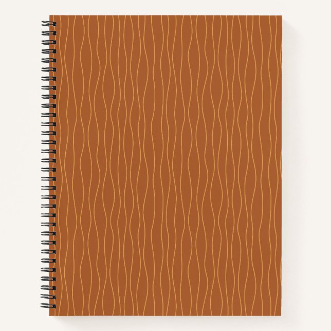 Autumn Wavy Lines Notebook | Brown & Orange (Front)