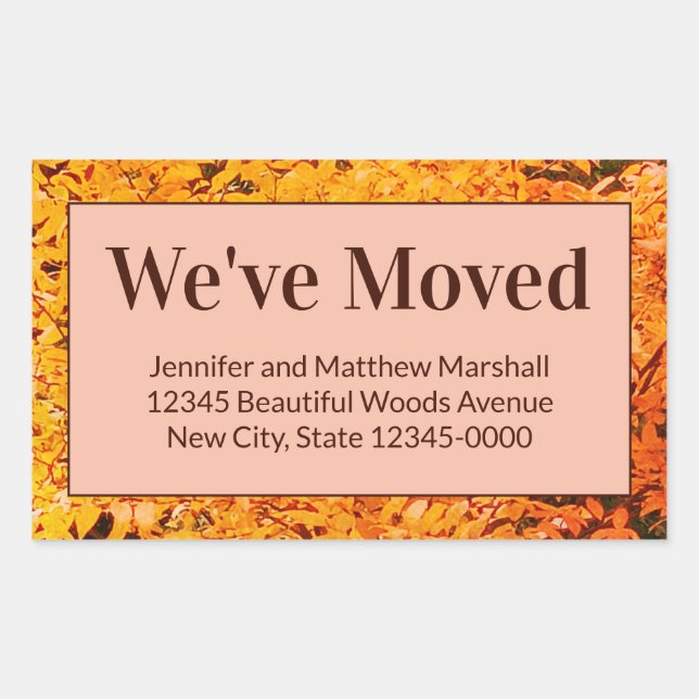 Autumn We Have Moved Moving Announcement Rectangular Sticker (Front)