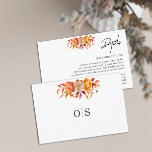 Autumn Wedding Accommodation Details  Enclosure Card