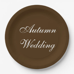 Autumn Wedding Brown Rich Deep Rustic Colour Paper Plate