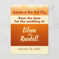 Autumn Wedding Fall Colours Orange Save the Date