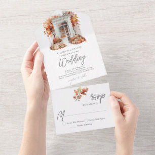 Autumn Wedding Front Door Rsvp All In One Invitation