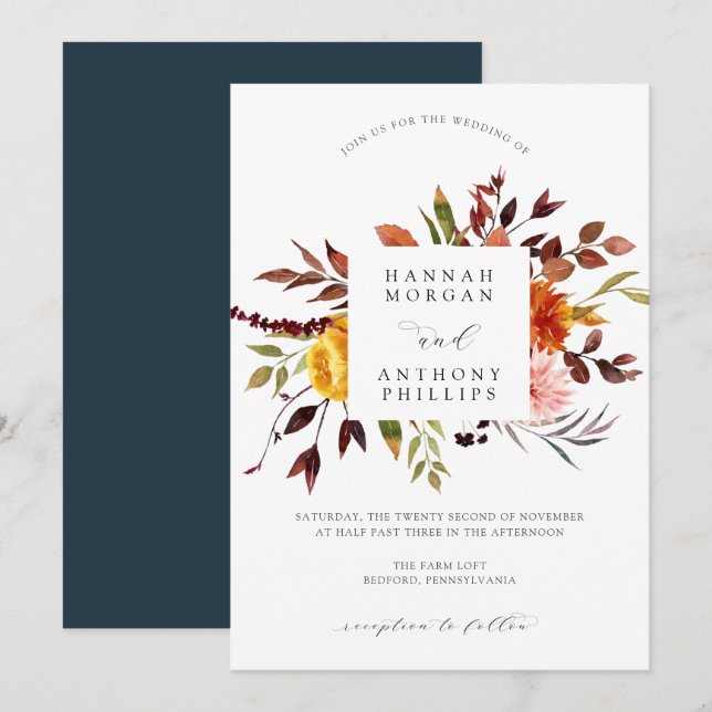 Autumn Wedding invitation (Front/Back)