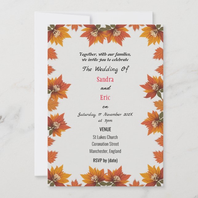 Autumn Wedding Invitation (Front)