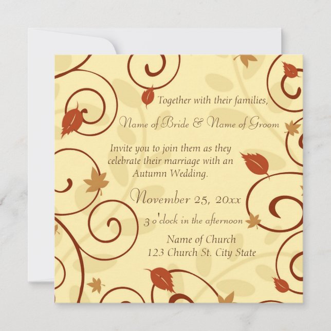 Autumn Wedding Invitation Cards (Front)