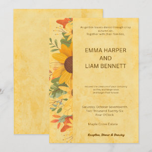 Autumn Wedding Invite Editable Botanical October