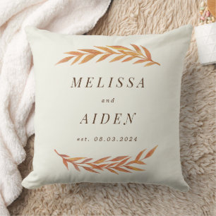 Autumn Wedding Pillow with Names and Date
