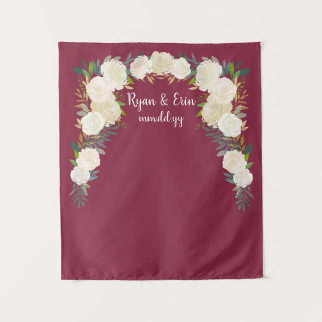 Autumn Wedding Reception Backdrop Photo Booth Prop Tapestry (Front)