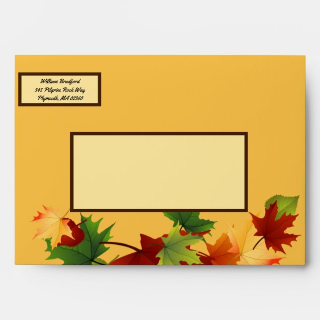 Autumn Wedding Return Address Fall Leaves Envelope (Front)
