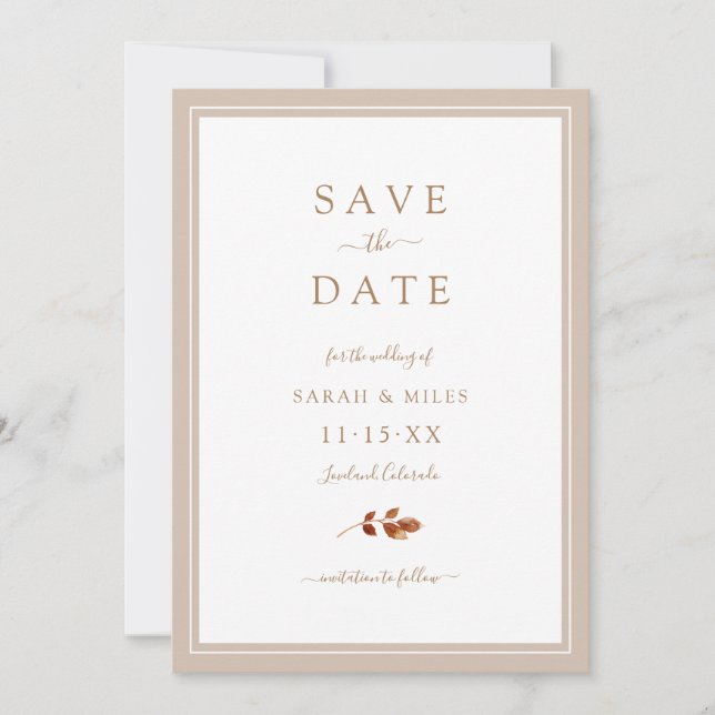 Autumn Wedding Save The Date (Front)
