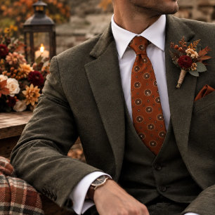 Autumn Wedding Terracotta Medallion Foulard Tie