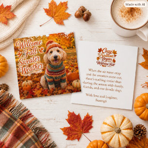 Autumn Welcome Fall Dog  Lover Greeting Card