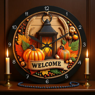 Autumn Welcome Lantern Clock