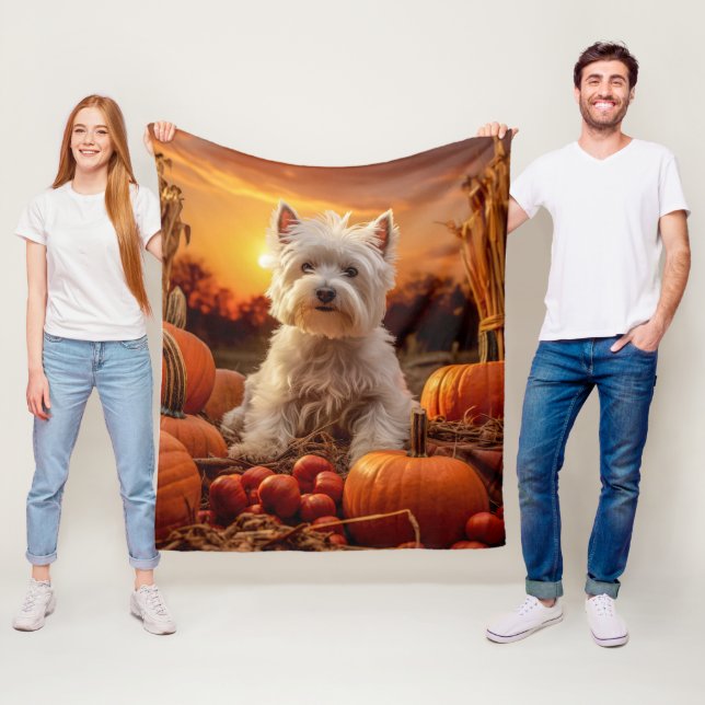 Autumn Westie Fleece Blanket (In Situ)