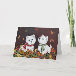 Autumn Westies Greeting Card