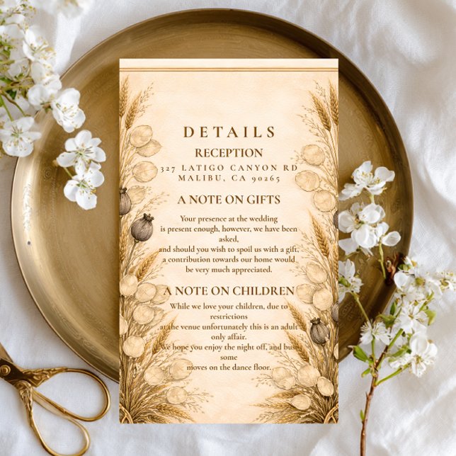 Autumn Wheat Botanical Wedding Enclosure Card (Creator Uploaded)