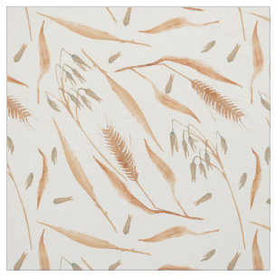 Autumn Wheat Grain Cereal Plants Botany Watercolor Fabric