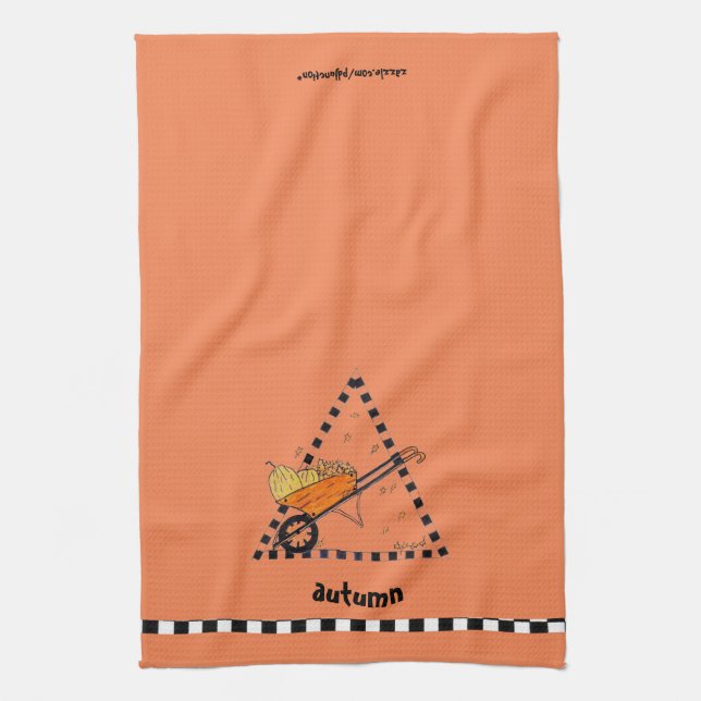 Autumn Wheelbarrow Tea Towel (Vertical)