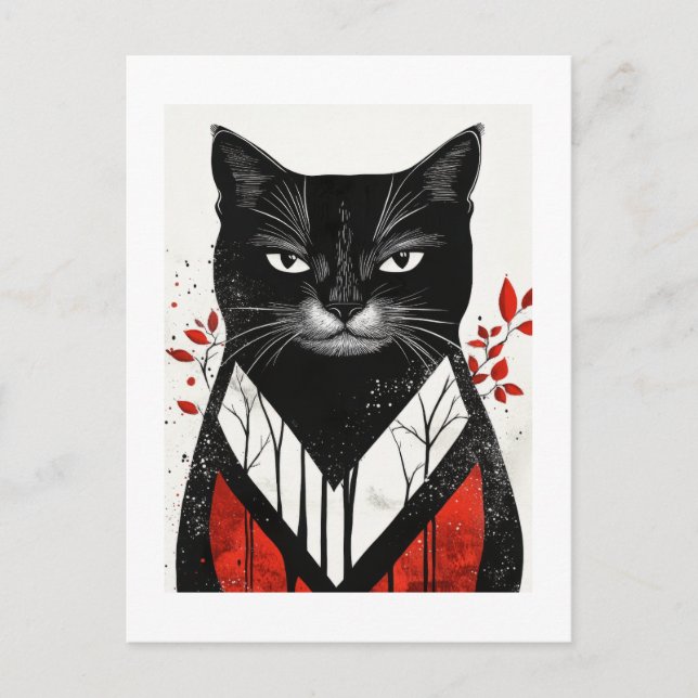 Autumn Whiskers: Cat Collection Postcard (Front)