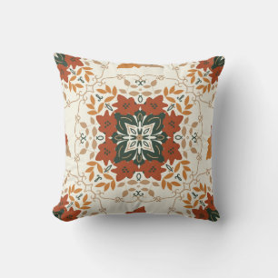 Autumn Whispers: Floral Geometric Blend Cushion