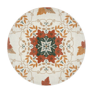 Autumn Whispers: Floral Geometric Blend Cutting Board