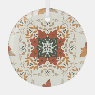 Autumn Whispers: Floral Geometric Blend Glass Tree Decoration