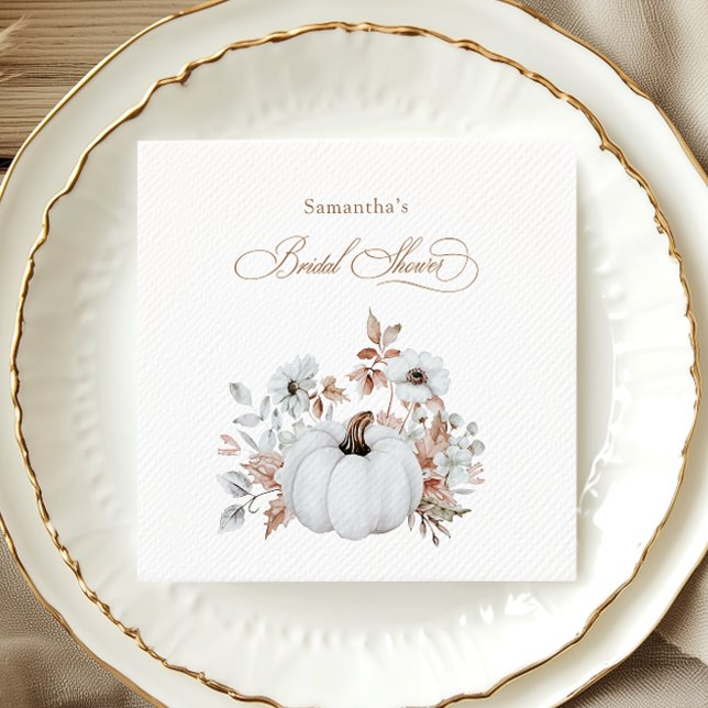 Autumn White Pumpkin Bridal Shower  Napkin (Creator Uploaded)