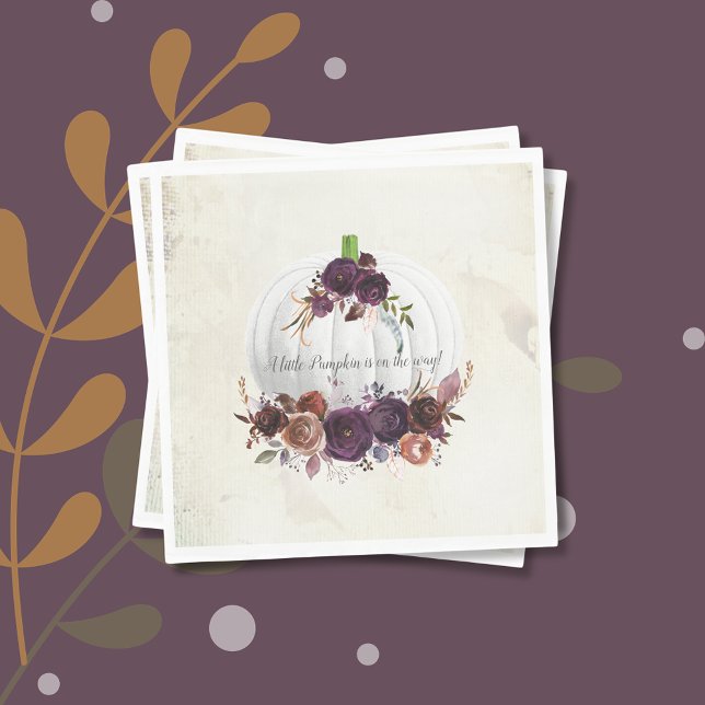 Autumn White Pumpkin Couple Baby Shower Napkin (Creator Uploaded)