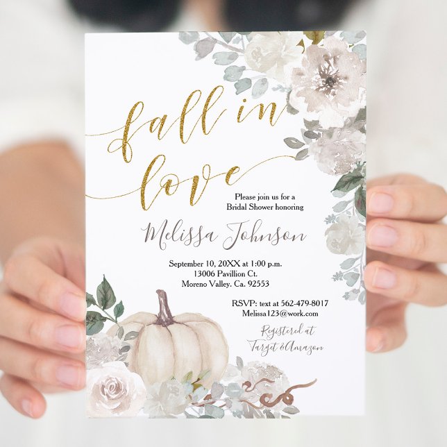 Autumn White Pumpkin Fall in Love invitation (Creator Uploaded)