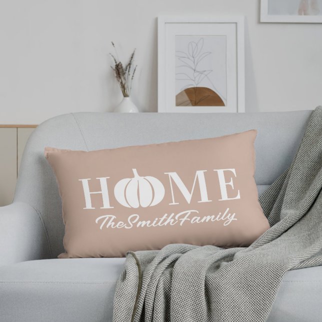 Autumn White Pumpkin Family Name Pink Lumbar Cushion (Creator Uploaded)