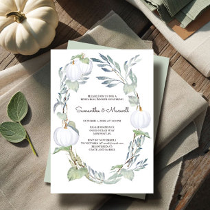 Autumn WHITE PUMPKIN Greenery Rehearsal Dinner Invitation