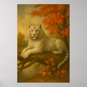 Autumn White Tiger – Fine Art Canvas Poster