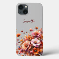 Autumn Wild Flowers Brown Rose Personalised Name