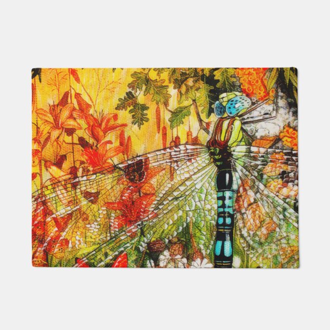 Autumn Wild Forest Dragon Fly Doormat (Front)