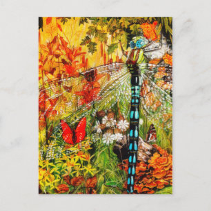 Autumn Wild Forest Dragon Fly Postcard