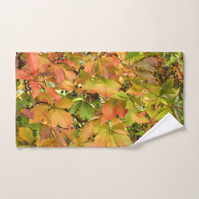 Autumn wild grapevine leaves hand towel (Hand Towel)