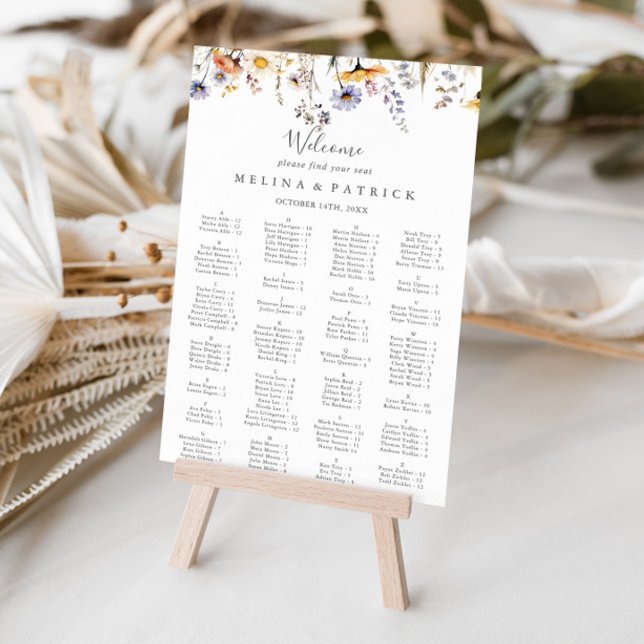 Autumn Wildflower Alphabetical Seating Chart (Creator Uploaded)