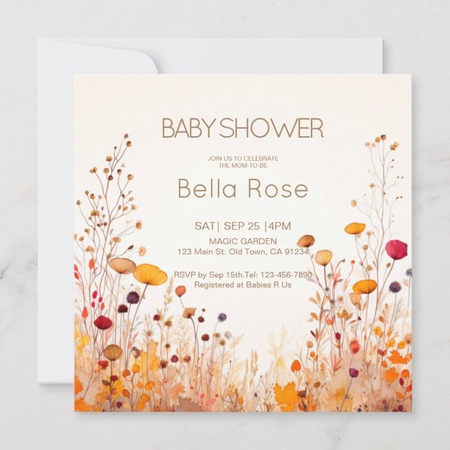 Autumn Wildflower Baby Shower Invitation (Front)
